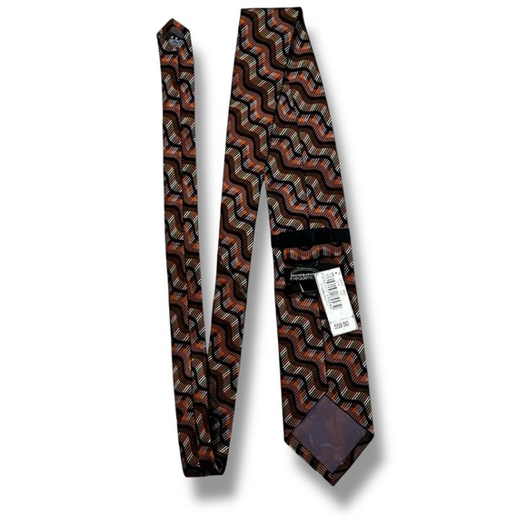NEW Jhane Barnes Frequency Neck Tie 100% Silk Geometric Wavy Lines Colorful USA - Picture 6 of 8